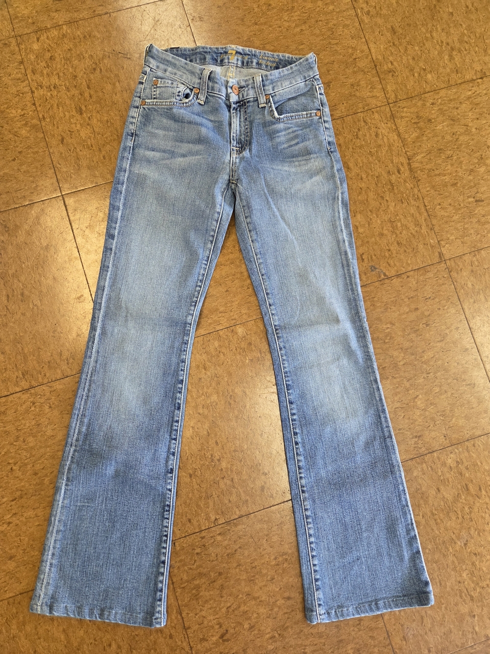 7 For All Mankind Low Rise Light Blue Boot Cut Jeans
